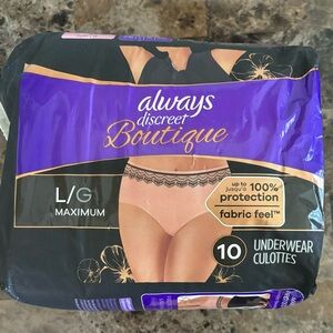 Always Discreet Boutique Underwear Large (170-260 lbs) Beige Total of 10 New